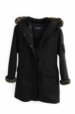 Ted Baker Black Faux Fur Trim Parka Jacket size 1